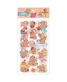 imagem principal do produto Adesivo Decorado Transparente Capyclub 6 Folhas