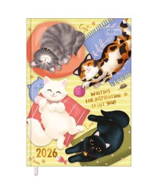 imagem principal do produto Agenda Costurada Petit 10,5 x 14,8 cm Purrfect Cats 2026
