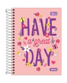 imagem principal do produto Agenda Espiral Diária 11,7 x 16,4 cm Pepper Feminina 2026