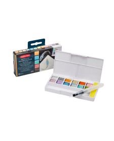 imagem principal do produto Aquarela em Pastilha Metallic Estojo 12 Cores