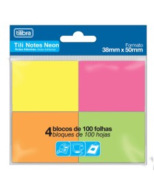 imagem de detalhe produto Bloco Adesivo Tili Notes 38x50mm 400 folhas 4 Cores Neon
