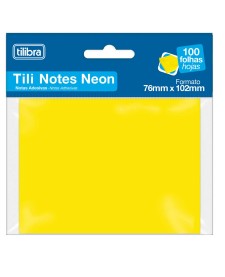 imagem principal do produto Bloco Adesivo Tili Notes 76x102mm 100 Folhas Amarelo Neon