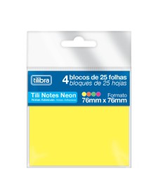 imagem de detalhe produto Bloco Adesivo Tili Notes 76x76mm 100 folhas 4 Cores Neon