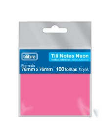 imagem de detalhe produto Bloco Adesivo Tili Notes 76x76mm 100 folhas Rosa Neon