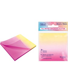 imagem de detalhe produto Bloco Adesivo Tili Notes 76x76mm 50 Folhas Transparente com Glitter