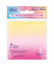 imagem principal do produto Bloco Adesivo Tili Notes 76x76mm 50 Folhas Transparente com Glitter