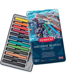 imagem principal do produto Bloco Inktense Aquarelável 12 Cores Estojo Lata