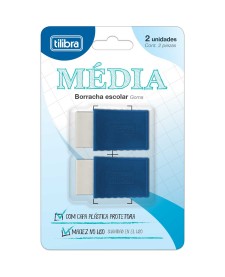 imagem principal do produto Borracha Branca Média com Capa Plástica - Blister com 2 unidades