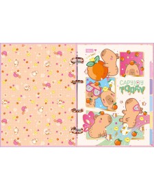 imagem de detalhe produto Caderno Argolado Cartonado Colegial Capyclub 80 Folhas