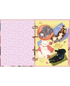 imagem de detalhe produto Caderno Argolado Cartonado Colegial Purrfect Cats 80 Folhas