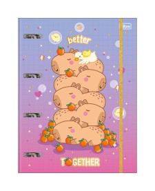 imagem principal do produto Caderno Argolado Cartonado Universitário com Elástico Capyclub 48 Folhas