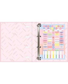 imagem de detalhe produto Caderno Argolado Cartonado Universitário com Elástico Happy 48 Folhas