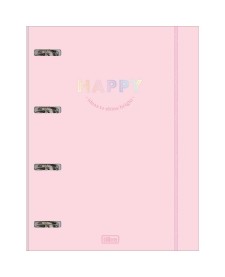 imagem principal do produto Caderno Argolado Cartonado Universitário com Elástico Happy 48 Folhas
