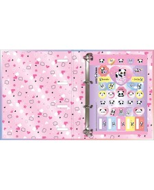 imagem de detalhe produto Caderno Argolado Cartonado Universitário com Elástico Lovely Friend 48 Folhas