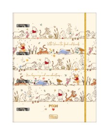 imagem principal do produto Caderno Argolado Cartonado Universitário com Elástico Pooh 48 folhas