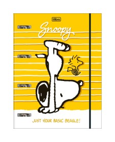 imagem principal do produto Caderno Argolado Cartonado Universitário com Elástico Snoopy 48 Folhas