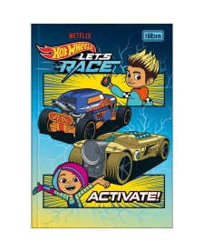 imagem principal do produto Caderno Brochura Capa Dura 1/4 Hot Wheels Let's Race 80 Folhas
