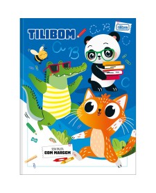 imagem principal do produto Caderno Brochura Capa Dura Universitário Tilibom Azul com Moldura 80 Folhas
