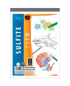 imagem principal do produto Caderno Colado Desenho Sulfite 40 A4 Branco Académie 50 Folhas