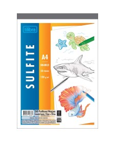 imagem principal do produto Caderno Colado Desenho Sulfite 40 A4 Branco Tilibra 50 Folhas