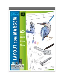imagem principal do produto Caderno Colado Layout A3 Branco com Margem Académie 50 Folhas