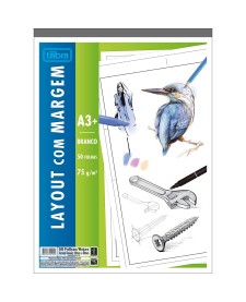imagem principal do produto Caderno Colado Layout A3 Branco com Margem Tilibra 50 Folhas