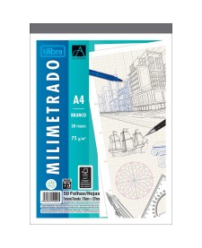 imagem principal do produto Caderno Colado Milimetrado A4 Branco Académie 50 Folhas