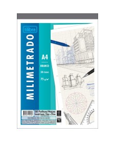 imagem principal do produto Caderno Colado Milimetrado A4 Branco Tilibra 50 Folhas