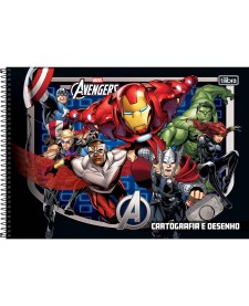 imagem principal do produto Caderno de Cartografia e Desenho Espiral Capa Dura Avengers 80 Folhas