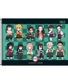 imagem principal do produto Caderno de Cartografia e Desenho Espiral Capa Dura Demon Slayer 80 Folhas