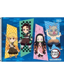 imagem principal do produto Caderno de Cartografia e Desenho Espiral Capa Dura Demon Slayer 80 Folhas