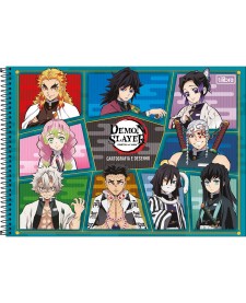 imagem principal do produto Caderno de Cartografia e Desenho Espiral Capa Dura Demon Slayer 80 Folhas