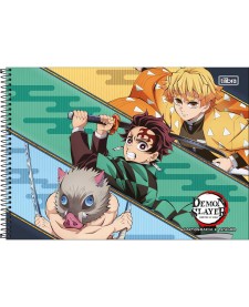 imagem principal do produto Caderno de Cartografia e Desenho Espiral Capa Dura Demon Slayer 80 Folhas