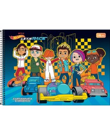 imagem principal do produto Caderno de Cartografia e Desenho Espiral Capa Dura Hot Wheels Let's Race 80 Folhas