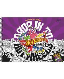 imagem principal do produto Caderno de Cartografia e Desenho Espiral Capa Dura Hot Wheels Skate 80 Folhas