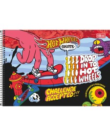 imagem principal do produto Caderno de Cartografia e Desenho Espiral Capa Dura Hot Wheels Skate 80 Folhas