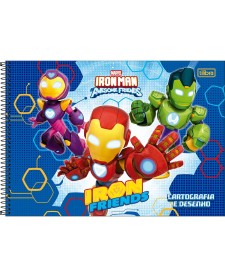 imagem principal do produto Caderno de Cartografia e Desenho Espiral Capa Dura Iron Man 80 Folhas