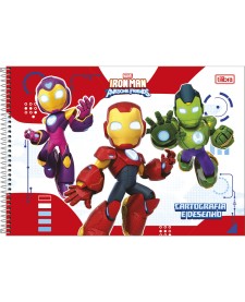 imagem principal do produto Caderno de Cartografia e Desenho Espiral Capa Dura Iron Man 80 Folhas