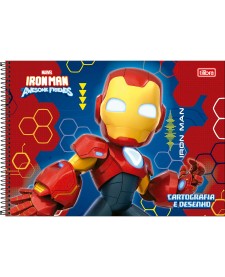 imagem principal do produto Caderno de Cartografia e Desenho Espiral Capa Dura Iron Man 80 Folhas