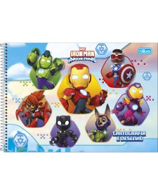 imagem principal do produto Caderno de Cartografia e Desenho Espiral Capa Dura Iron Man 80 Folhas