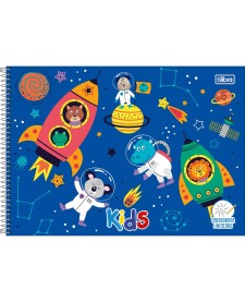 imagem principal do produto Caderno de Cartografia e Desenho Espiral Capa Dura Kids Masculino 96 Folhas
