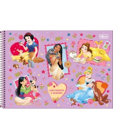 imagem principal do produto Caderno de Cartografia e Desenho Espiral Capa Dura Princesas 80 Folhas