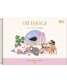 imagem principal do produto Caderno de Cartografia e Desenho Espiral Capa Dura Purrfect Cats 80 Folhas