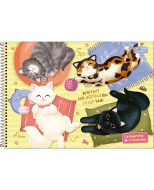 imagem principal do produto Caderno de Cartografia e Desenho Espiral Capa Dura Purrfect Cats 80 Folhas