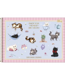 imagem principal do produto Caderno de Cartografia e Desenho Espiral Capa Dura Purrfect Cats 80 Folhas