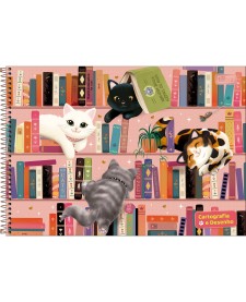 imagem principal do produto Caderno de Cartografia e Desenho Espiral Capa Dura Purrfect Cats 80 Folhas