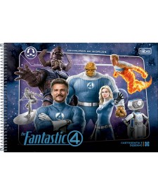 imagem principal do produto Caderno de Cartografia e Desenho Espiral Capa Dura Quarteto Fantástico 80 Folhas