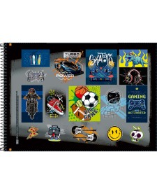 imagem de detalhe produto Caderno de Cartografia e Desenho Espiral Capa Dura Show Masculino 80 Folhas