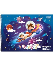 imagem principal do produto Caderno de Cartografia e Desenho Espiral Capa Dura Spice Kids Masculino 48 Folhas