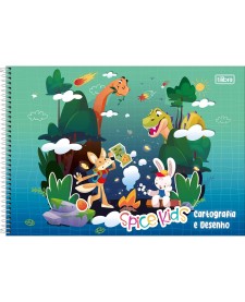 imagem principal do produto Caderno de Cartografia e Desenho Espiral Capa Dura Spice Kids Masculino 80 Folhas